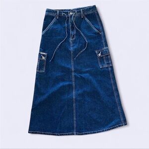 Y2K R.V.T Cargo Denim Maxi Skirt